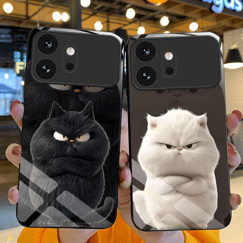 Shelly - เคสกระจกนิรภัยแบบแข็งสำหรับเกียรติยศ 600 โปร 600 ไลท์ฝาครอบป้องกันลายแมวฝาหลังฟันดาส